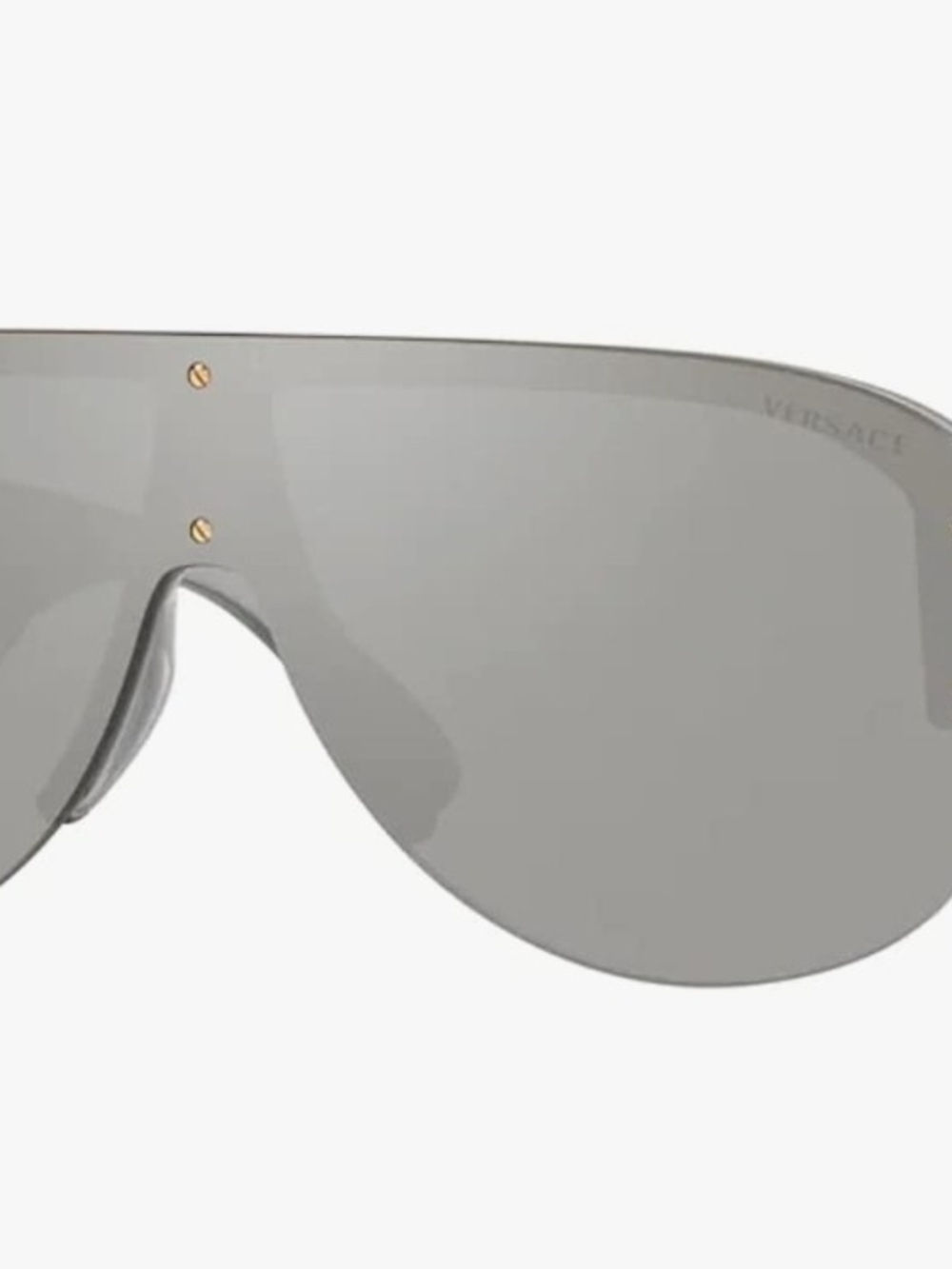 Authentic Versace Shield Sunglasses in Silver with Gold Rivet Accents STYLE:4391